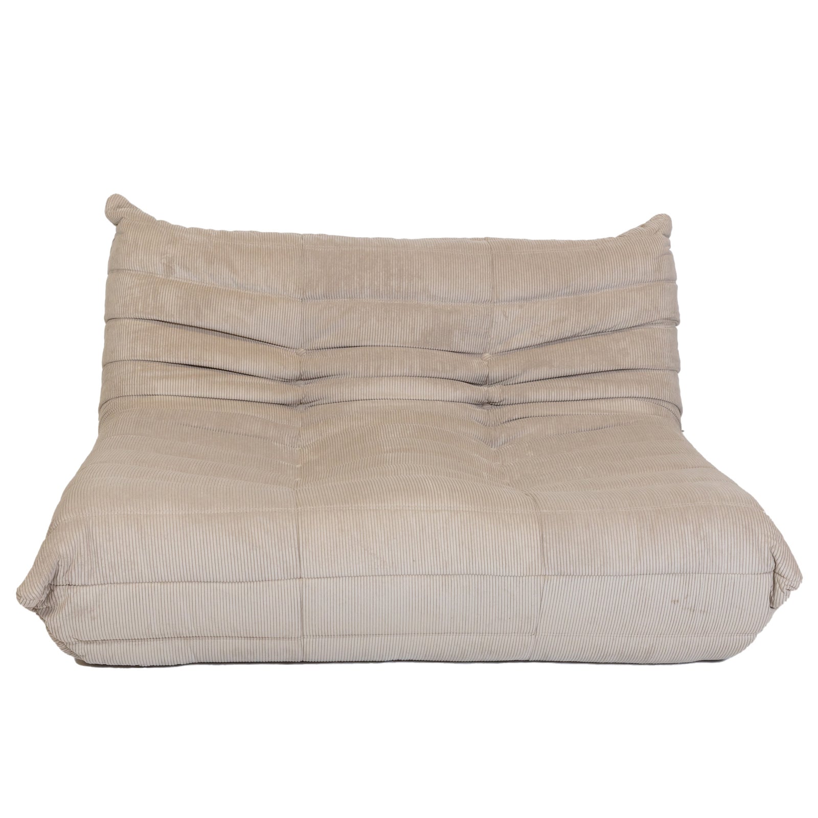 Togo Style Sofa Latte Grey Corduroy 2 Seater
