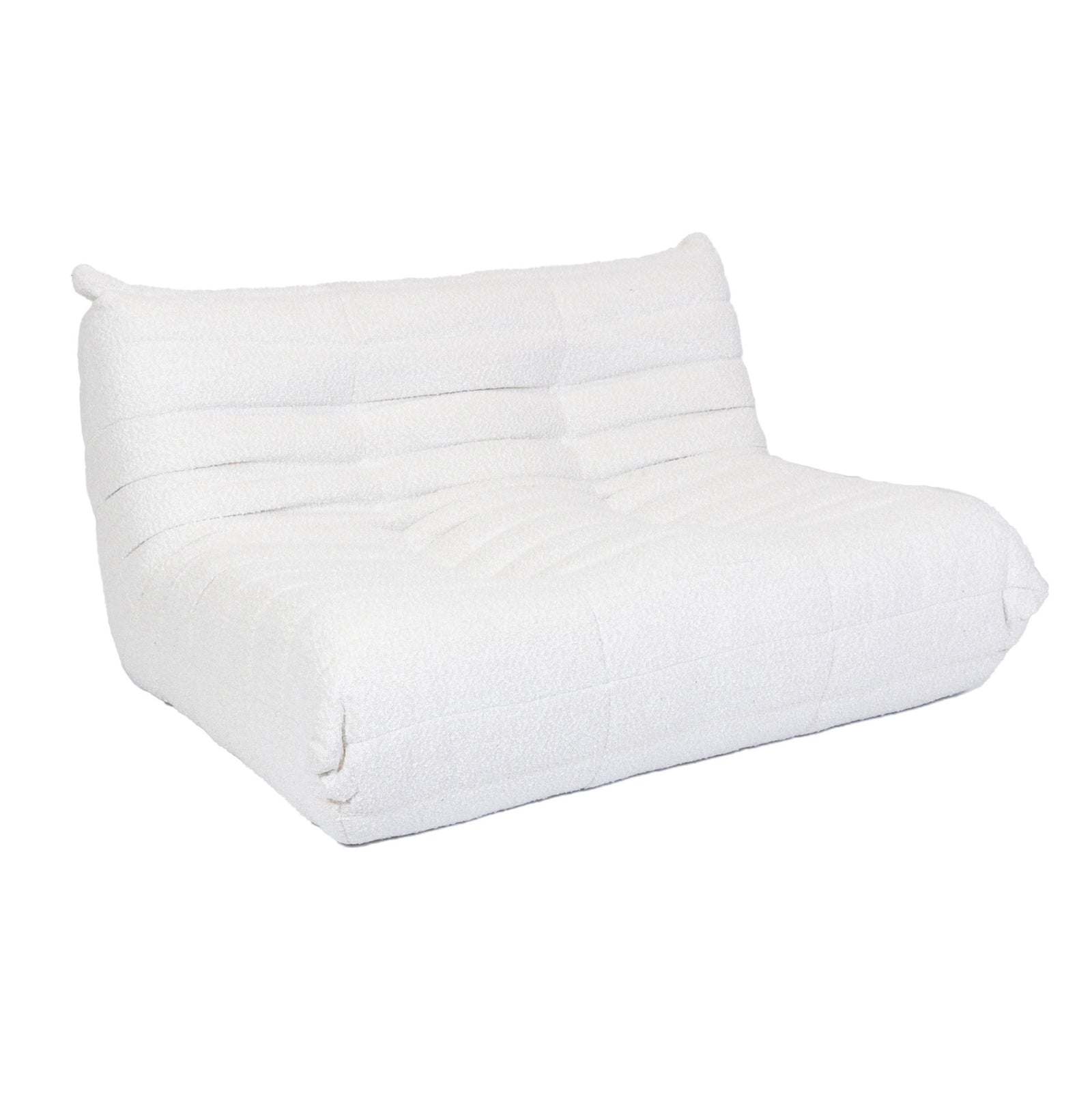 Togo Style Sofa White Boucle 2 Seater
