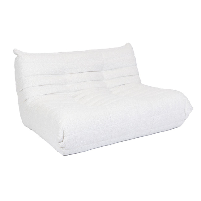 Togo Style Sofa White Boucle 2 Seater