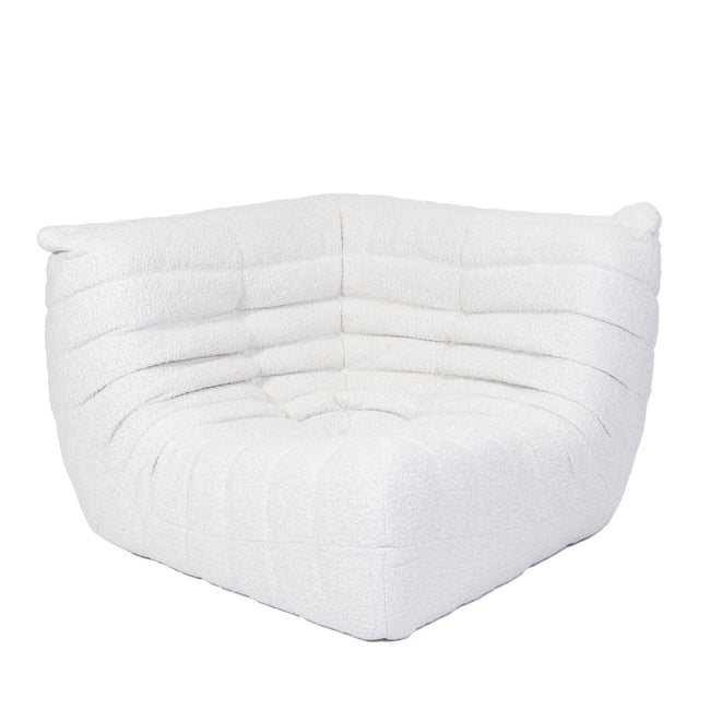 Togo Style Sofa White Boucle Corner
