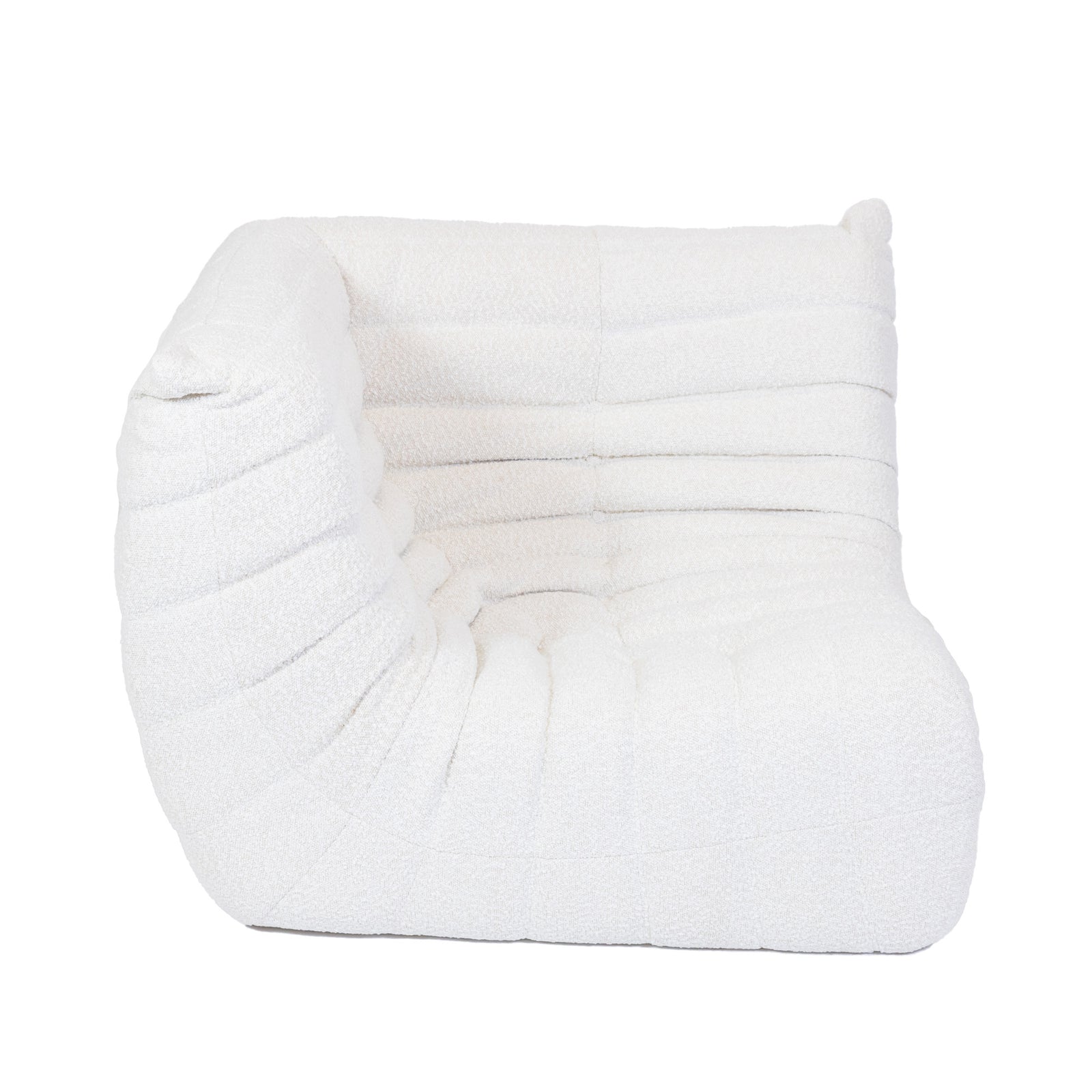 Togo Style Sofa White Boucle Corner