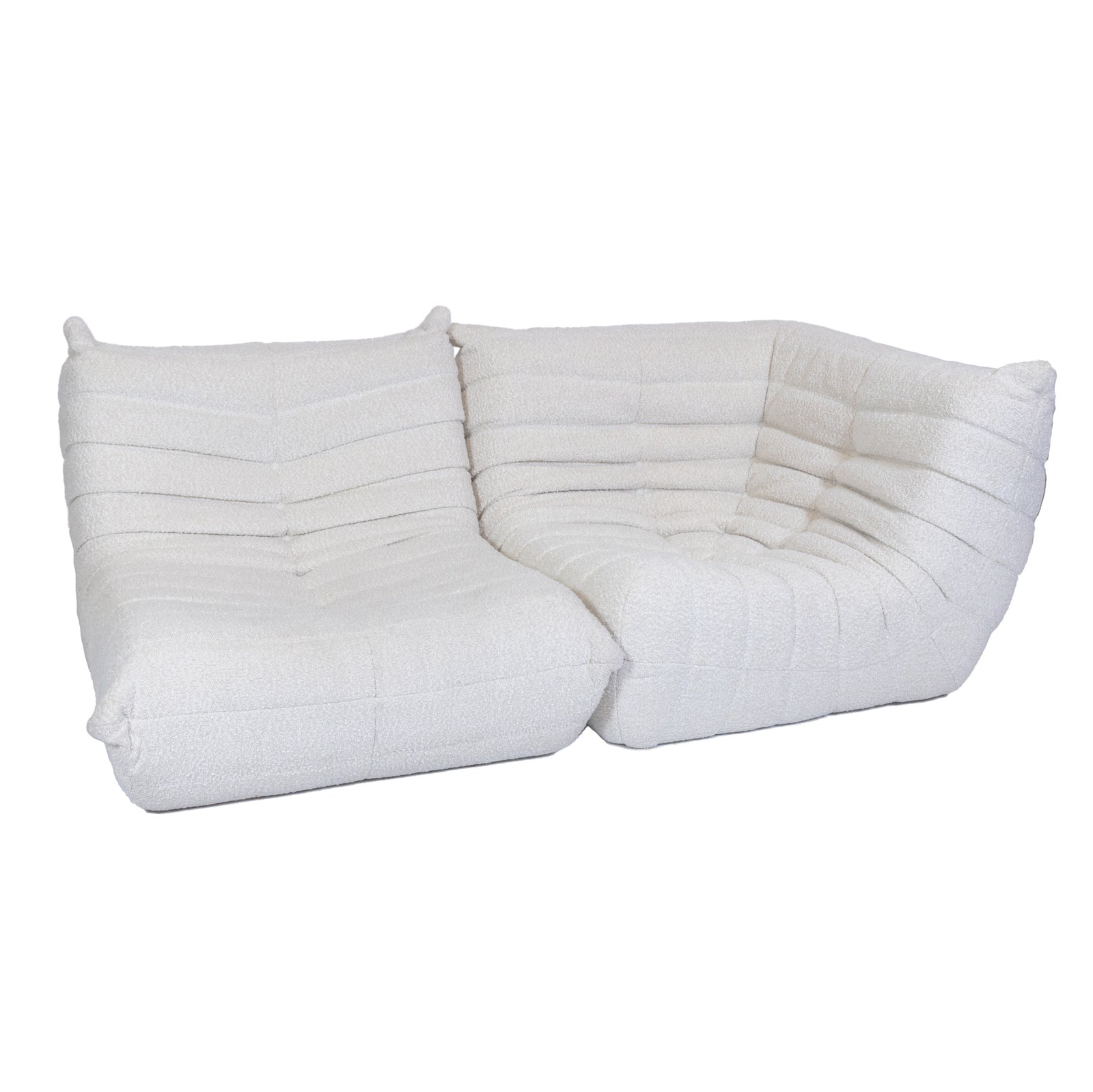 Togo Style Sofa White Boucle Corner