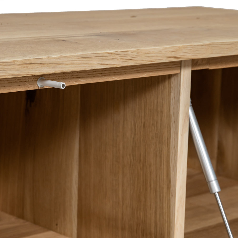 Solid Oak 4 Doors Slatted Low Unit L 200cm / Strachel A.F.