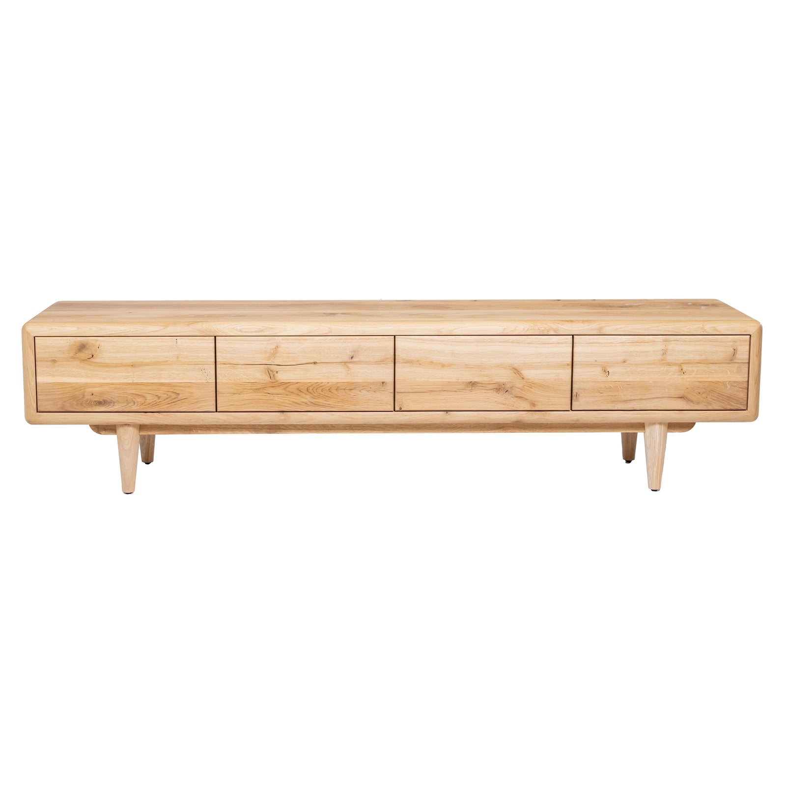 Solid Oak 4 Drawers Scandia Low Unit L 200cm