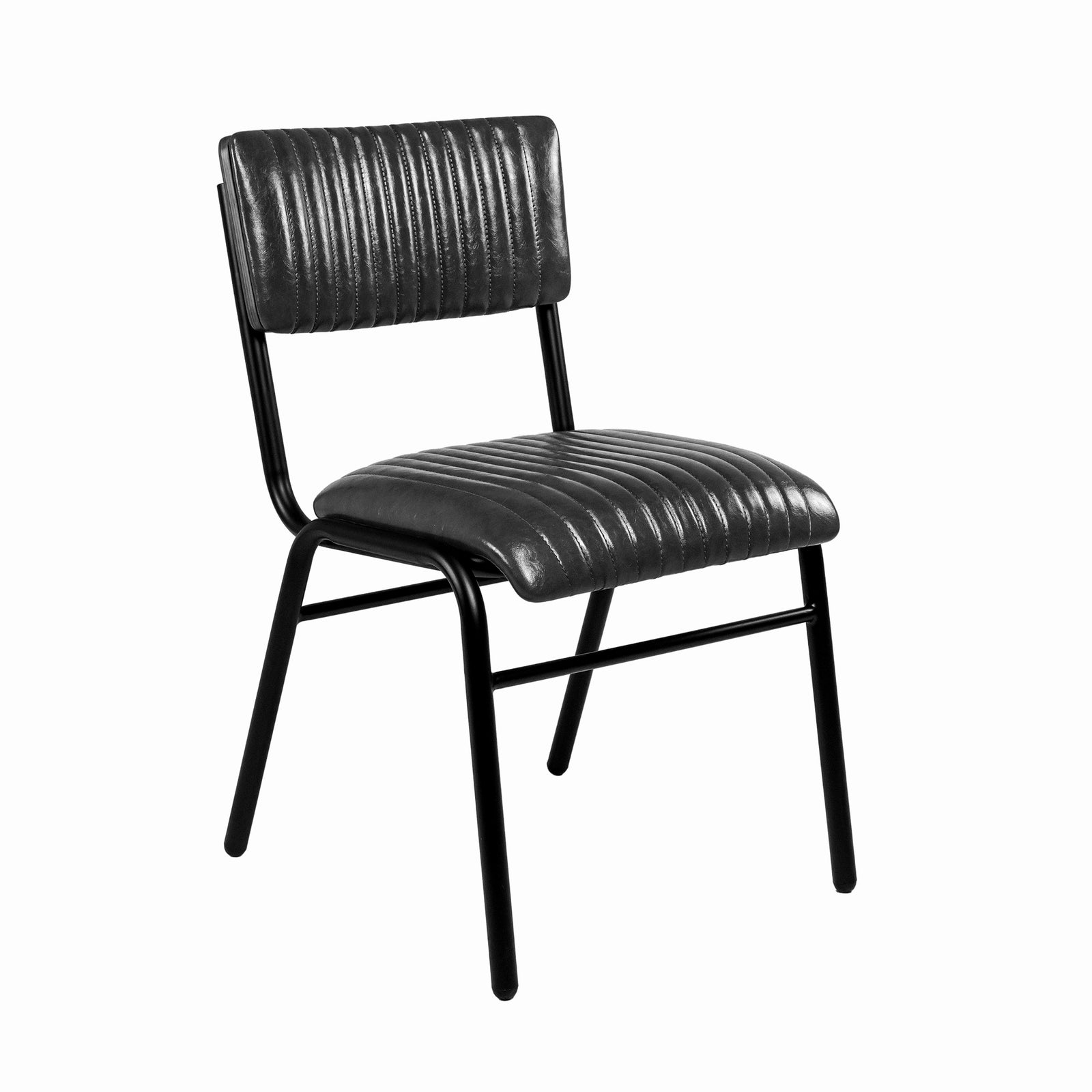 Hipster Leather Upholstered Metal Side Chair - Black