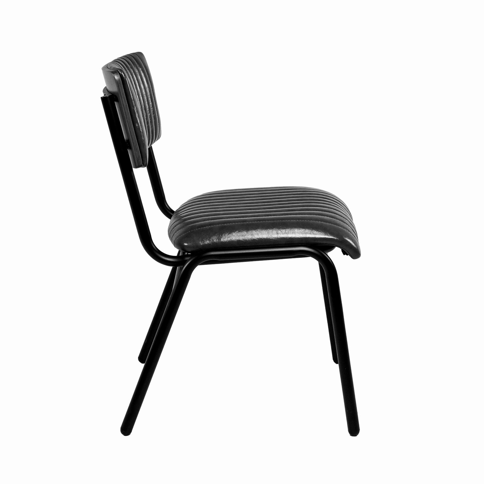 Hipster Leather Upholstered Metal Side Chair - Black