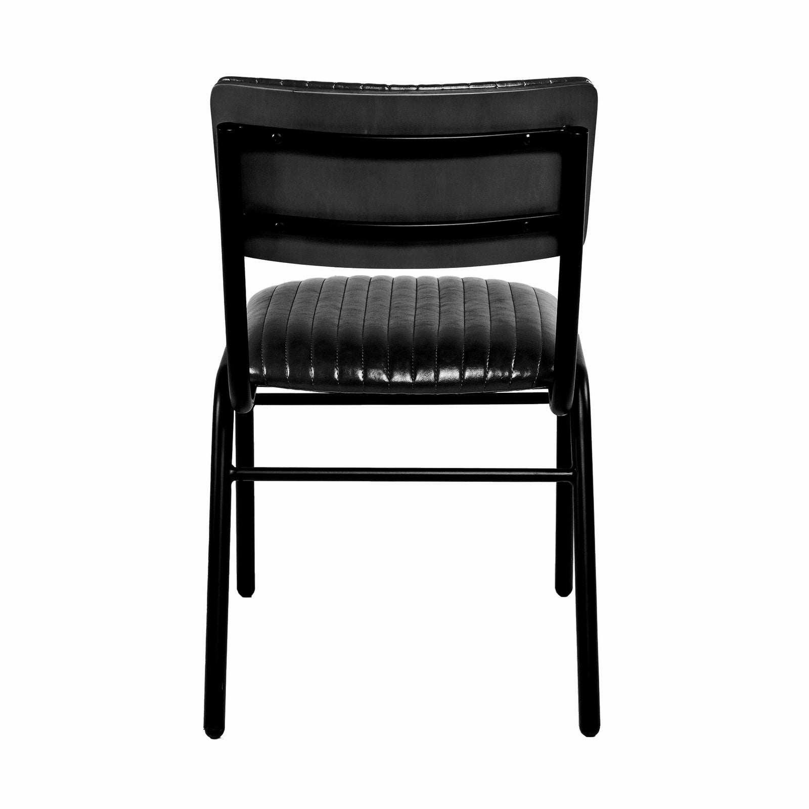 Hipster Leather Upholstered Metal Side Chair - Black