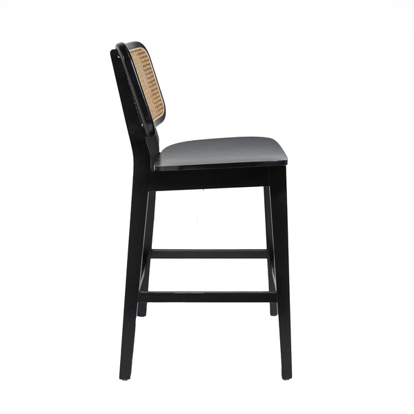 Wood / Rattan Bar Stool Black S.ALTERNATIVE FURNITURE