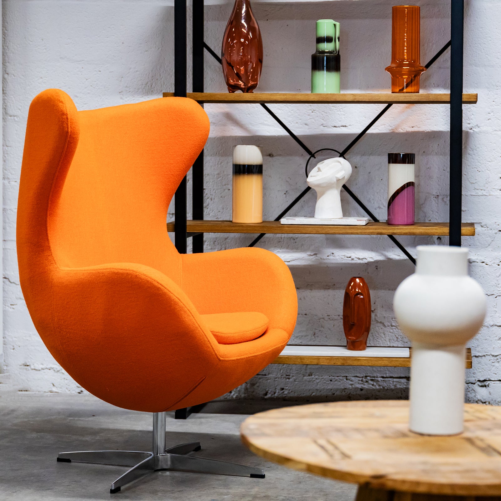 Jacobsen Style Egg Chair Orange Cashmere