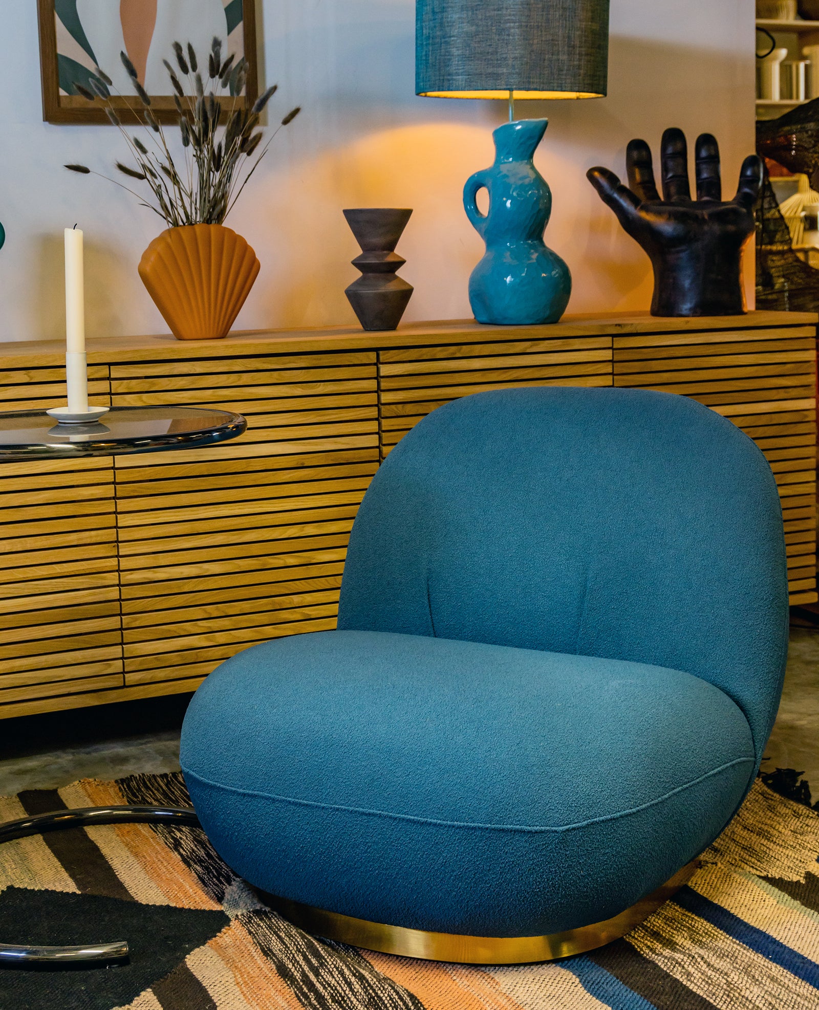Pacha Style Swivel Lounge Chair Jeans Blue