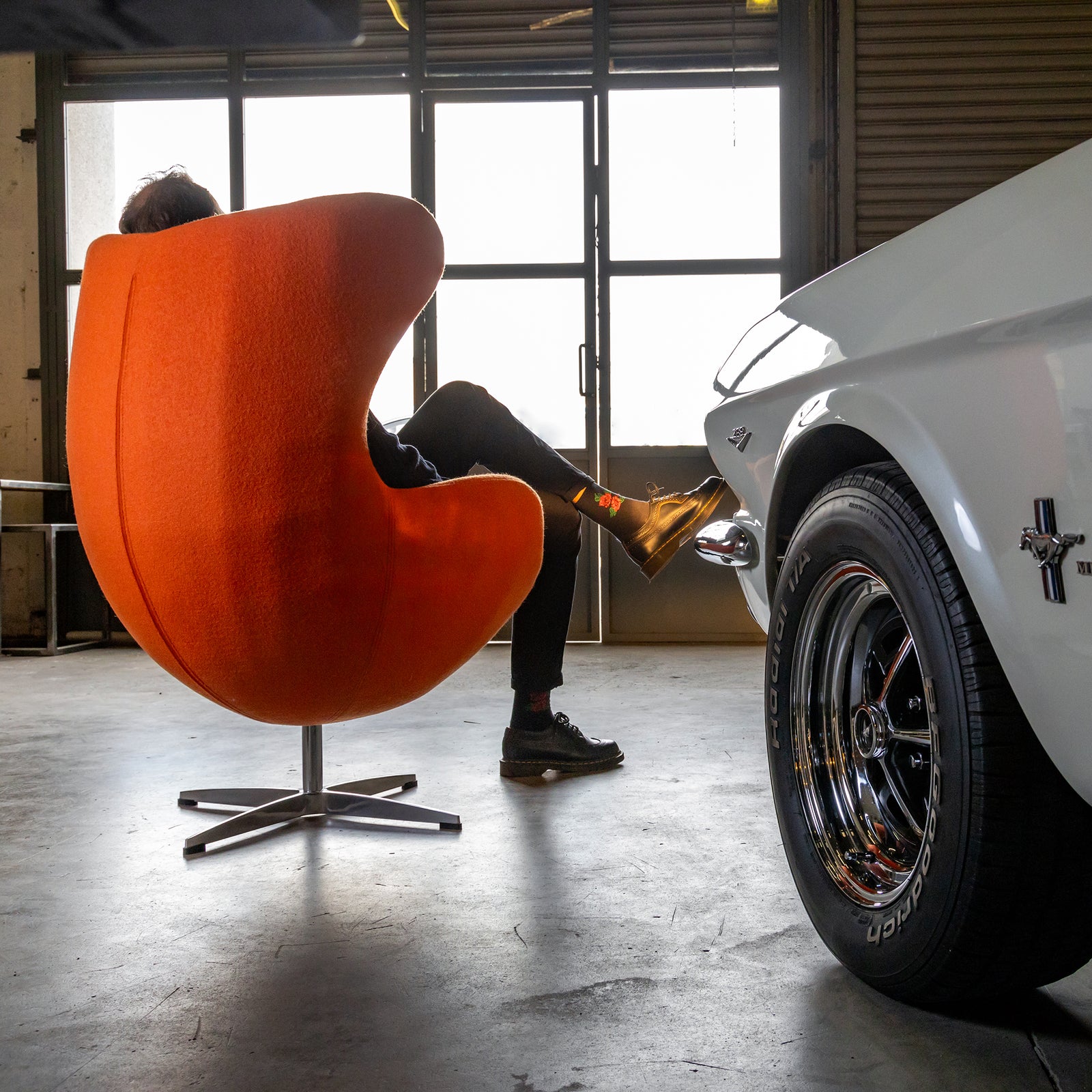 Jacobsen Style Egg Chair Orange Cashmere