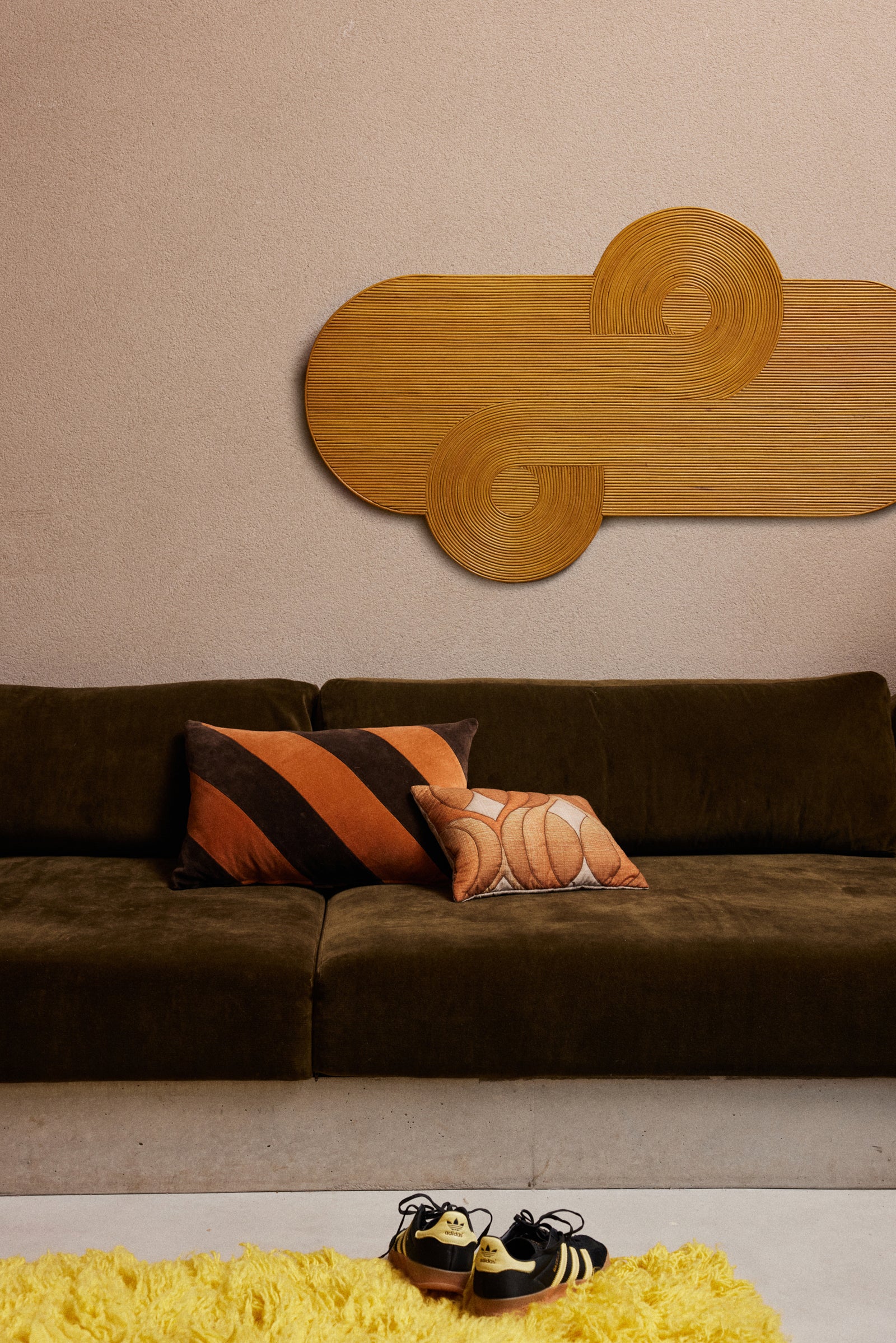 HKliving Rattan Wall Panel Curl Large