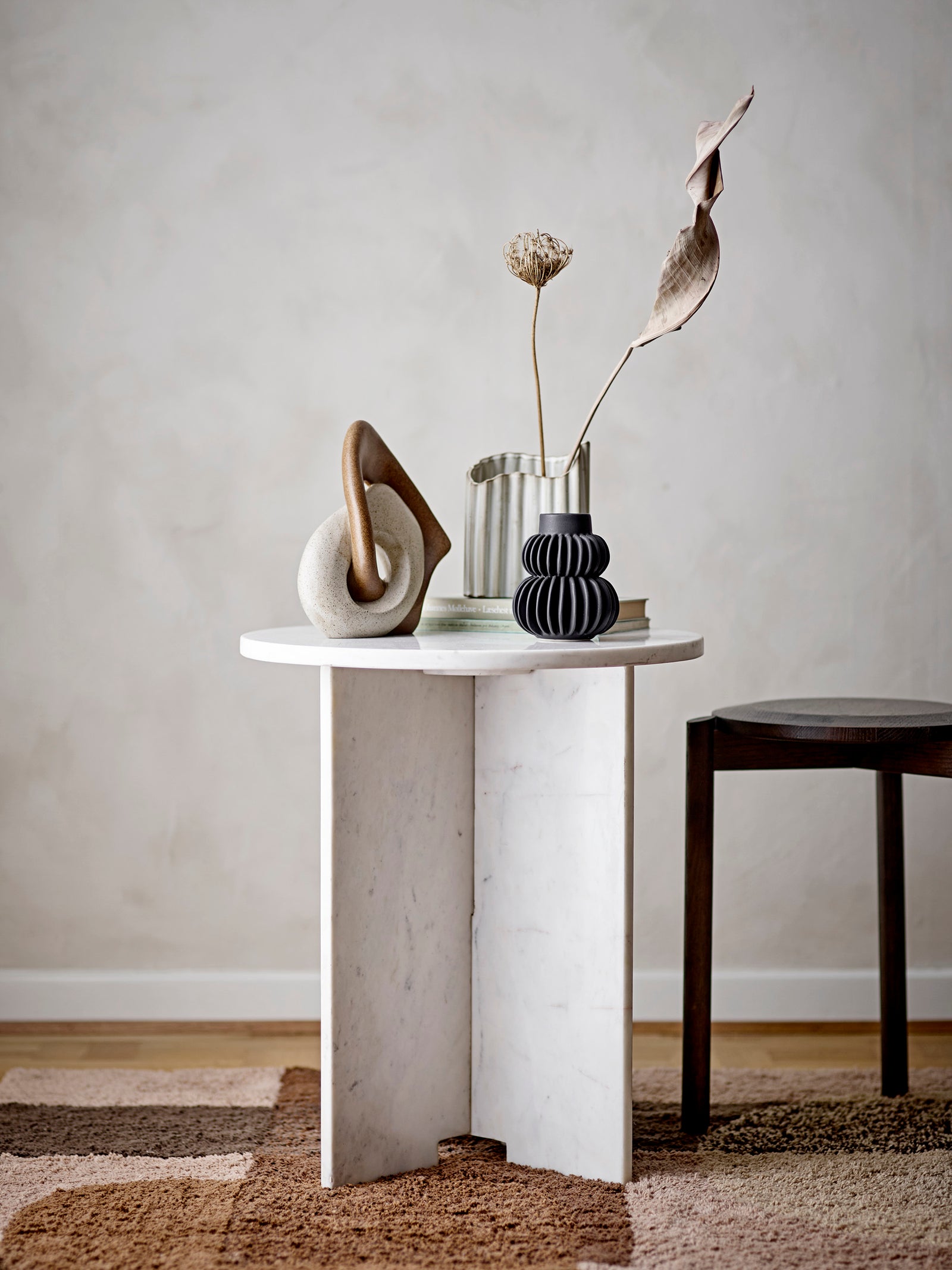 Jasmia Sidetable, White, Marble Bloomingville
