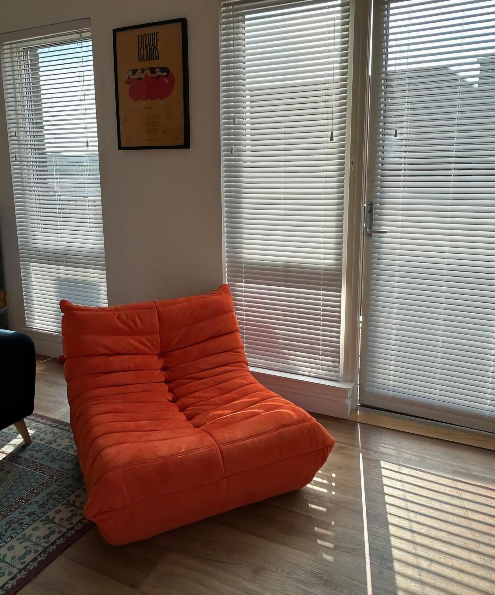 Togo Style Sofa Orange Suede