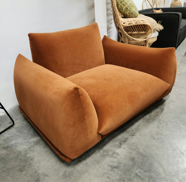 Marenco Style Armchair Burnt Orange Velvet 1 Seater