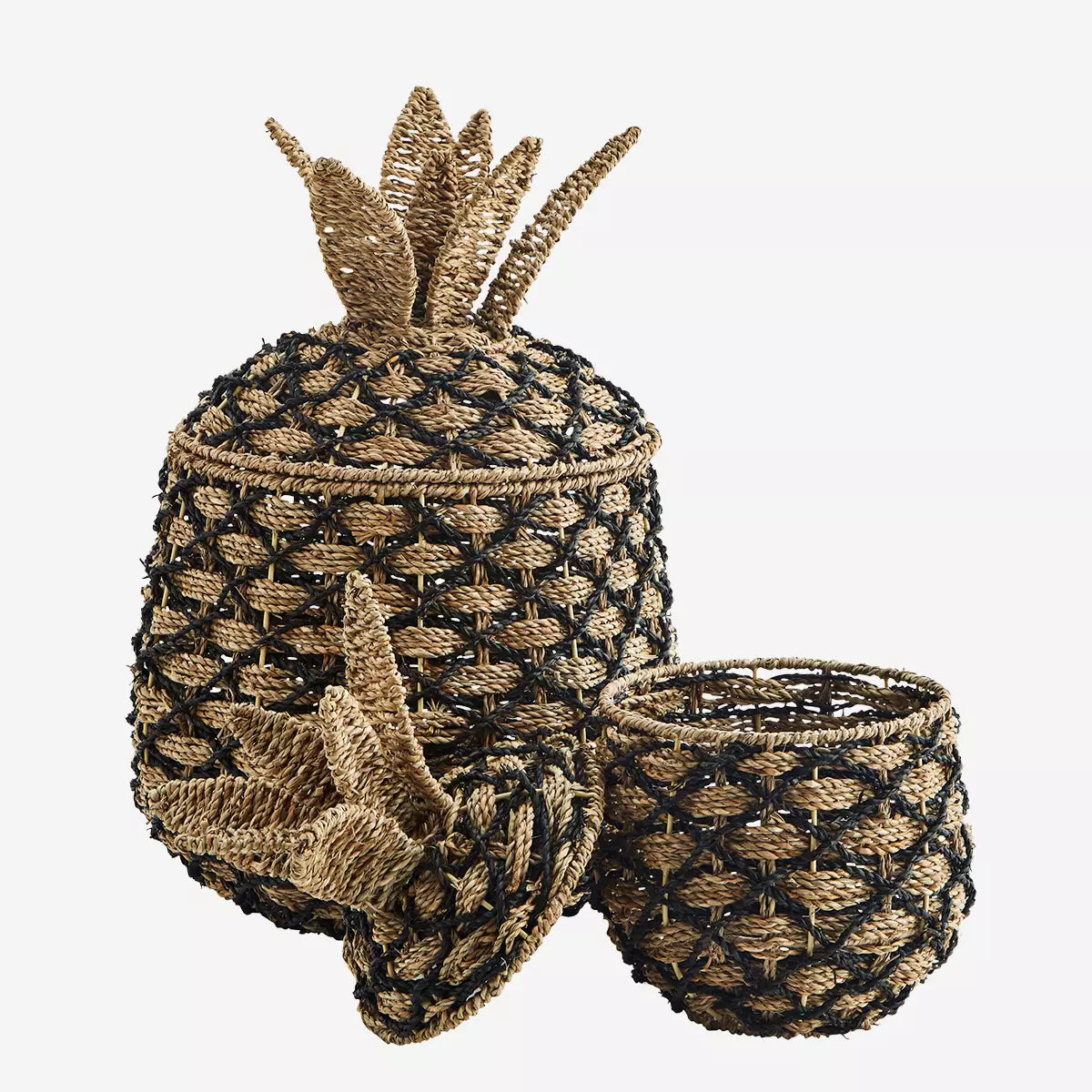 Seagrass Pineapple Baskets With Lid Set of 2