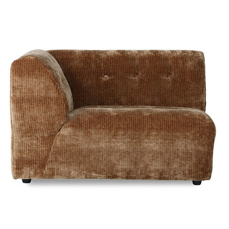 HKLIVING Vint Couch: Element Left 1.5 seaterCorduroy Velvet Aged Gold