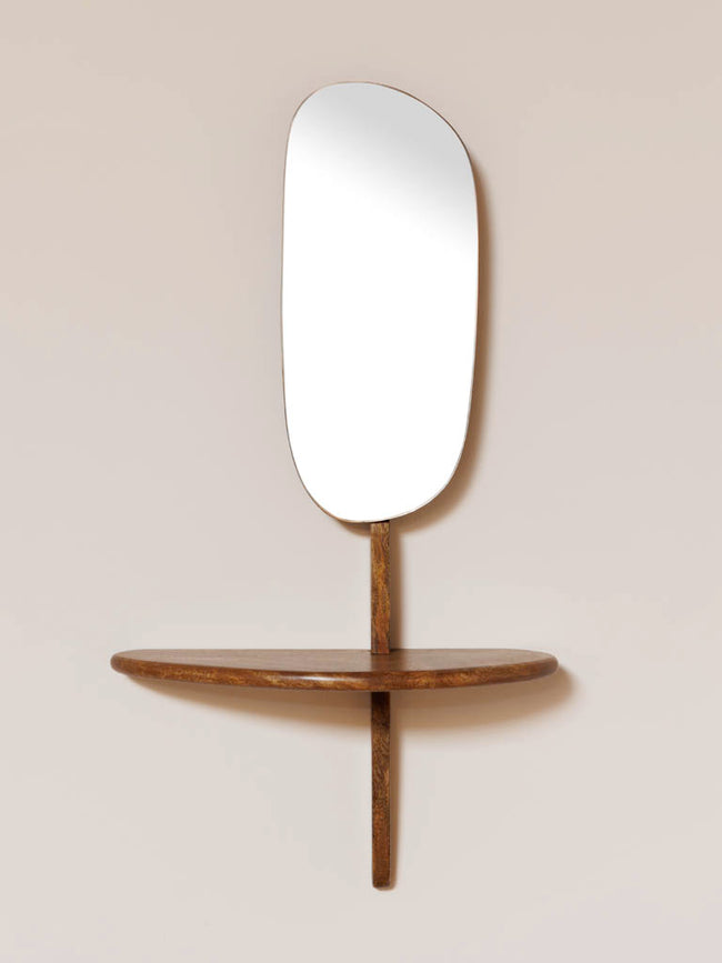 Small Abstract Mirror With Tiny Shelf