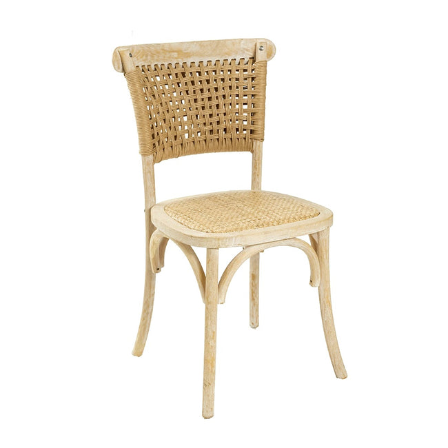 French Style Wicker Back Chair Natural / Whitewashed