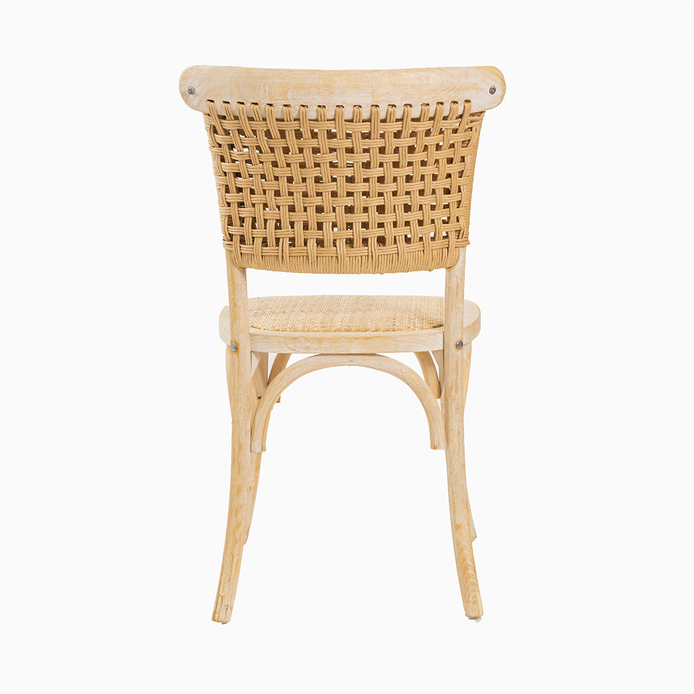 French Style Wicker Back Chair Natural / Whitewashedh