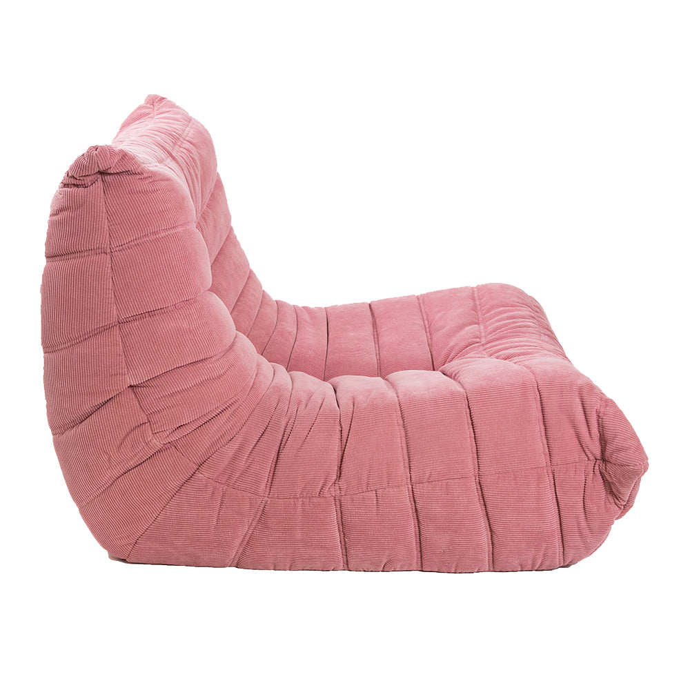 Togo Style Sofa Pastel Pink Corduroy 1 Seater