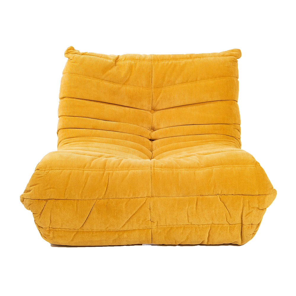 Togo Style Sofa Mustard Yellow Corduroy 1 Seater