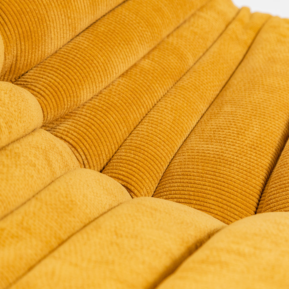 Togo Style Sofa Mustard Yellow Corduroy 1 Seater