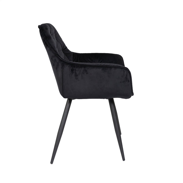 Buttoned Carver Dining Chair Black Velvet S.ALTERNATIVE FURNITURE