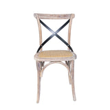 Vintage Oak Crossback Chair Black Metal Support