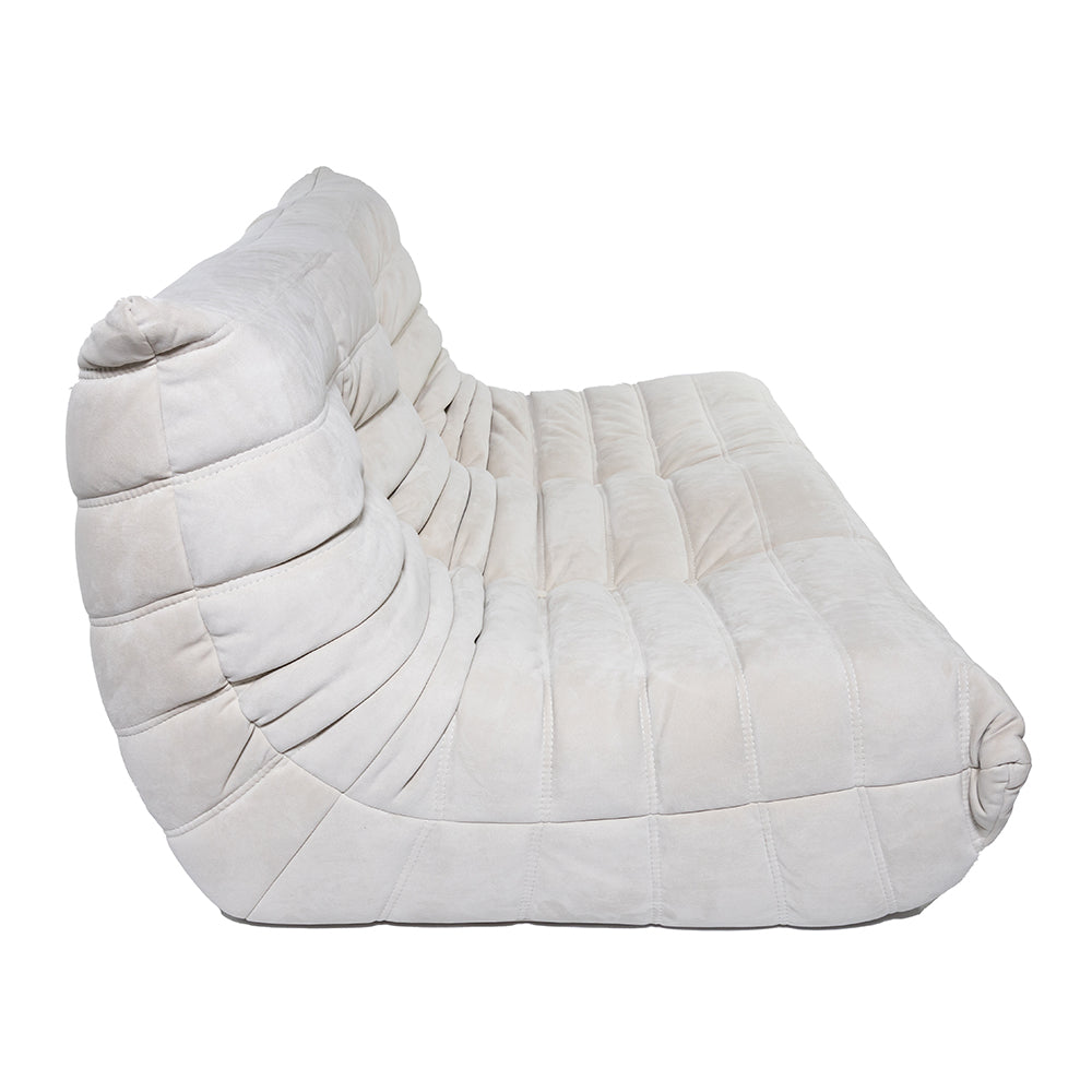 Togo Style Sofa Off White Suede 2 Seater