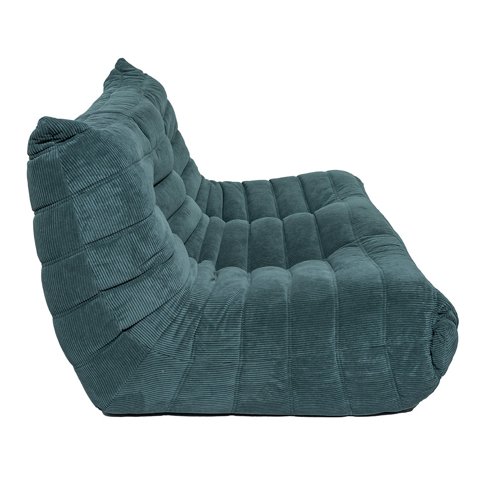 Togo Style Sofa Teal Corduroy 2 Seater