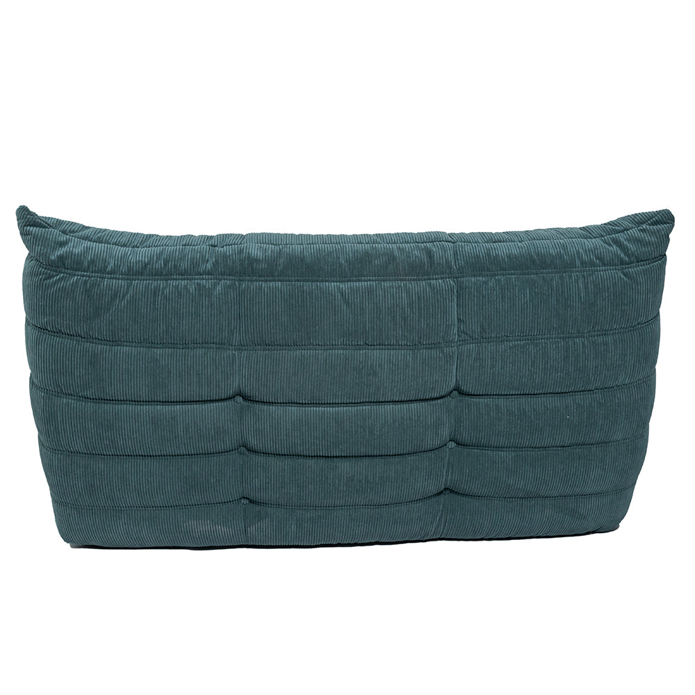 Togo Style Sofa Teal Corduroy 2 Seater