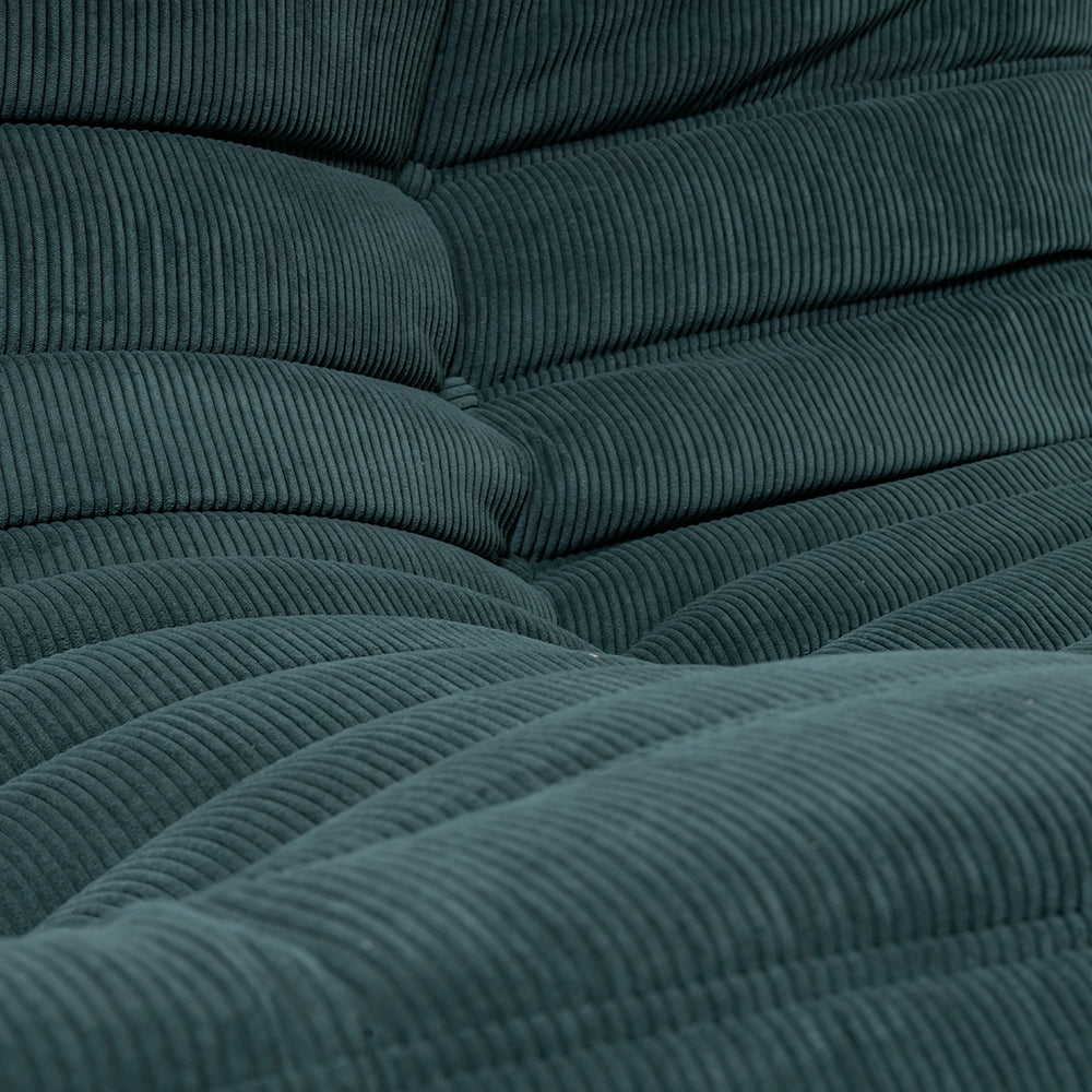 Togo Style Sofa Teal Corduroy 2 Seater