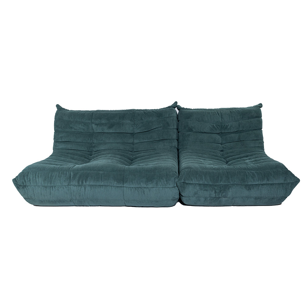 Togo Style Sofa Teal Corduroy
