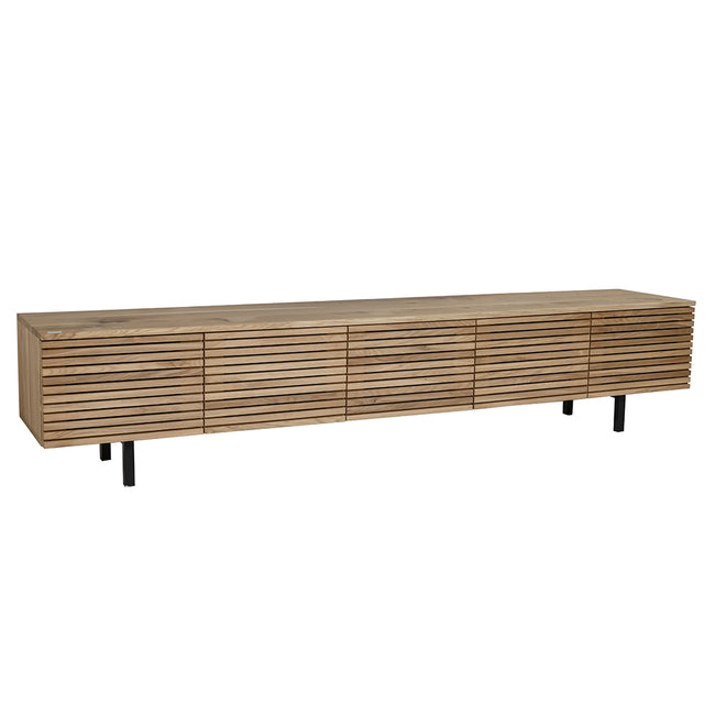 Solid Oak 5 Doors Slatted Low Unit L 240cm / Strachel A.F.