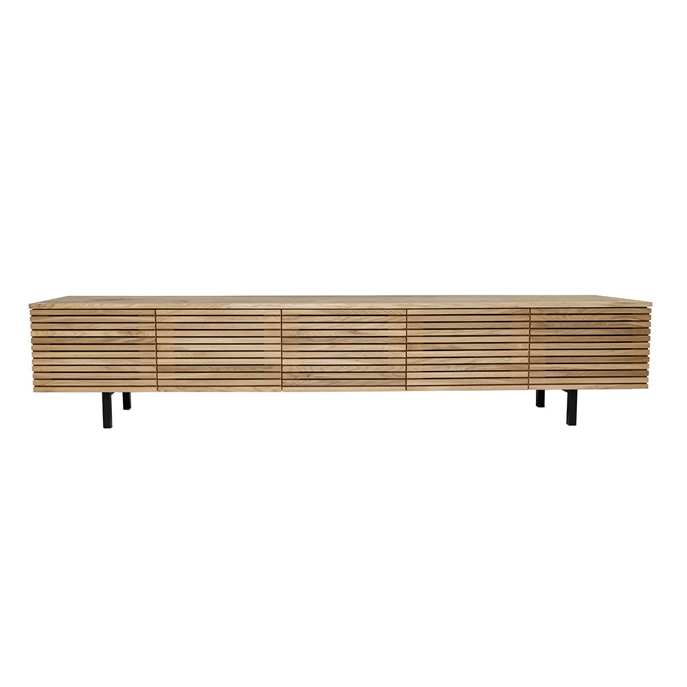 Solid Oak 5 Doors Slatted Low Unit L 240cm / Strachel A.F.