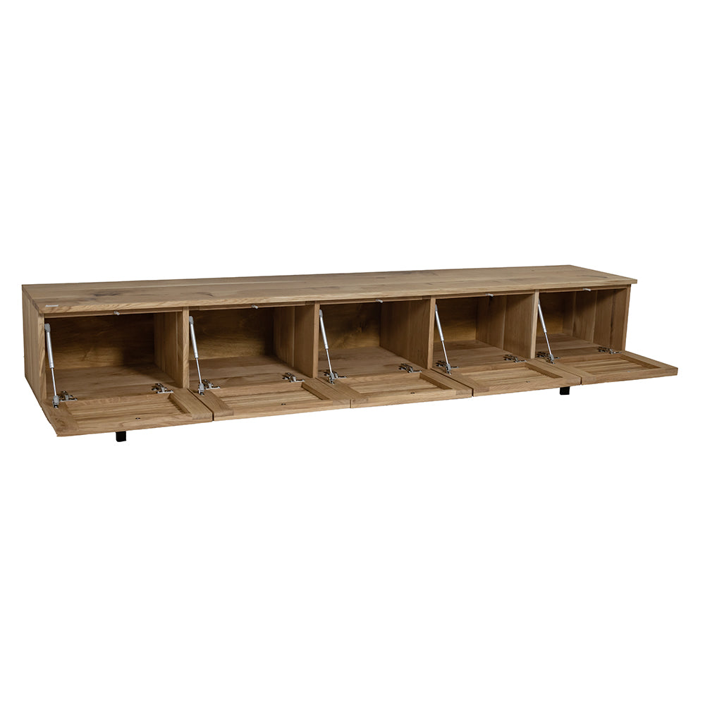 Solid Oak 5 Doors Slatted Low Unit L 240cm / Strachel A.F.