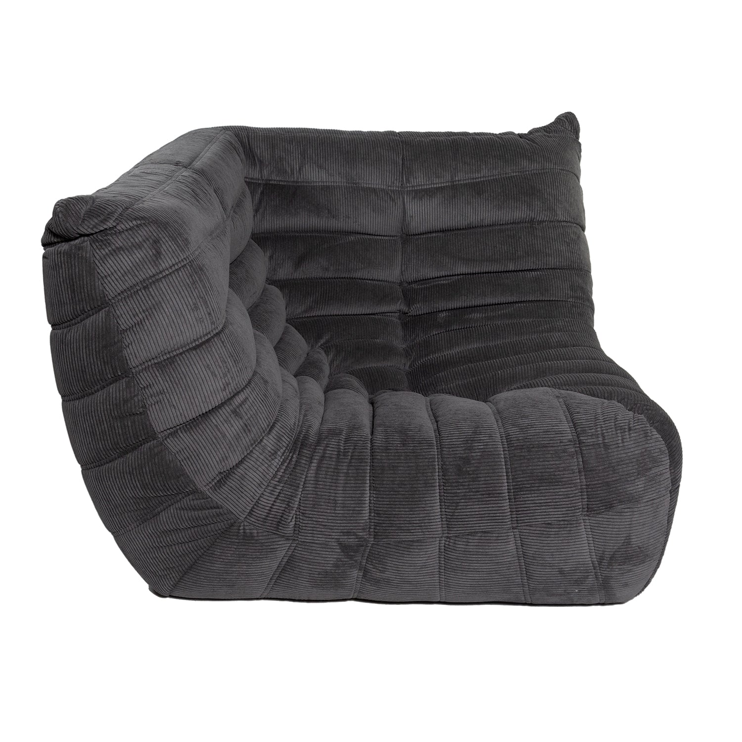 Togo Style Sofa Charcoal Grey Corduroy Corner