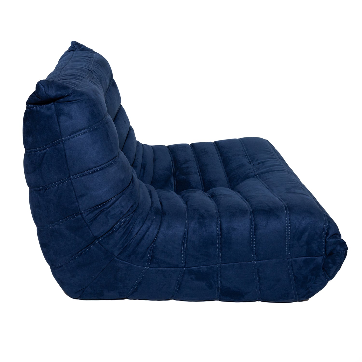 Togo Style Sofa Marine Blue Suede 1 Seater