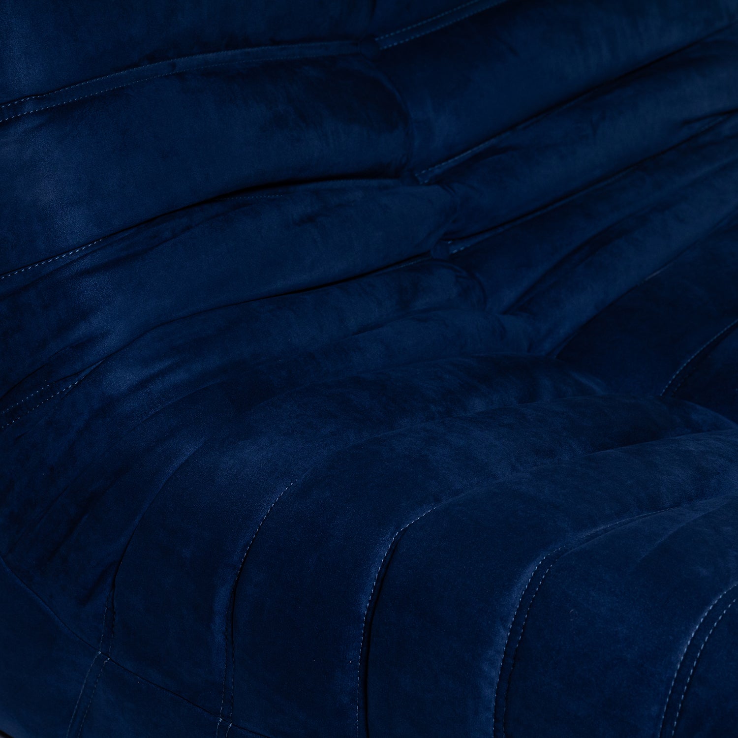 Togo Style Sofa Marine Blue Suede 1 Seater
