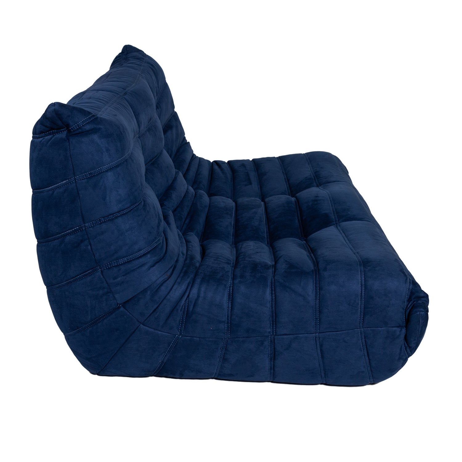Togo Style Sofa Marine Blue Suede 2 Seater