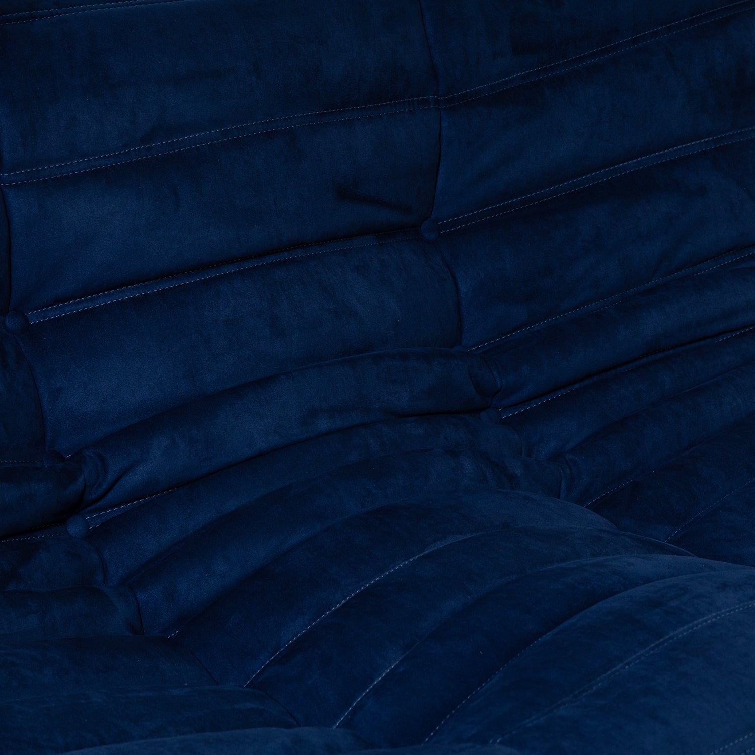 Togo Style Sofa Marine Blue Suede 2 Seater