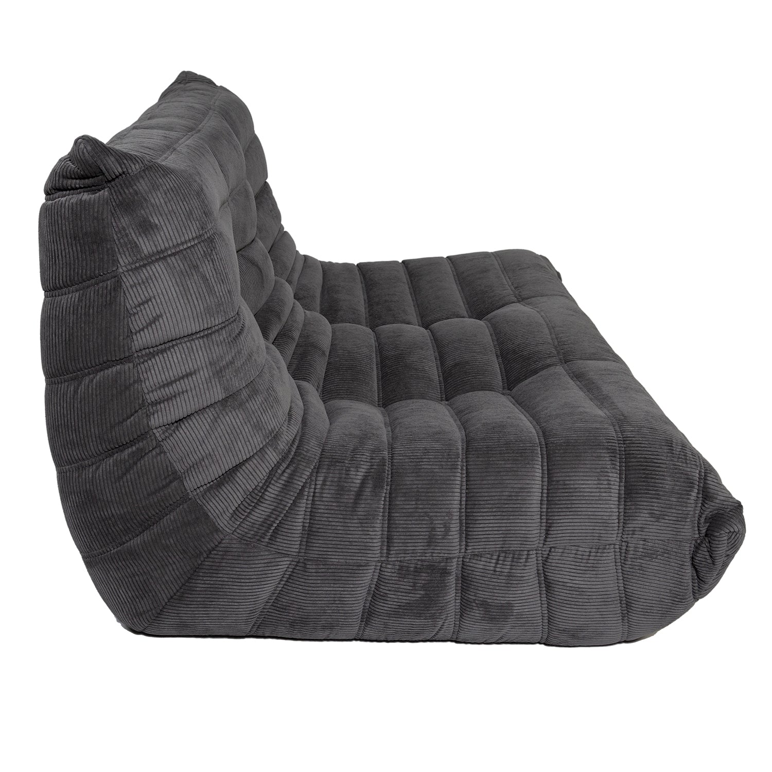 Togo Style Sofa Charcoal Grey Corduroy 2 Seater