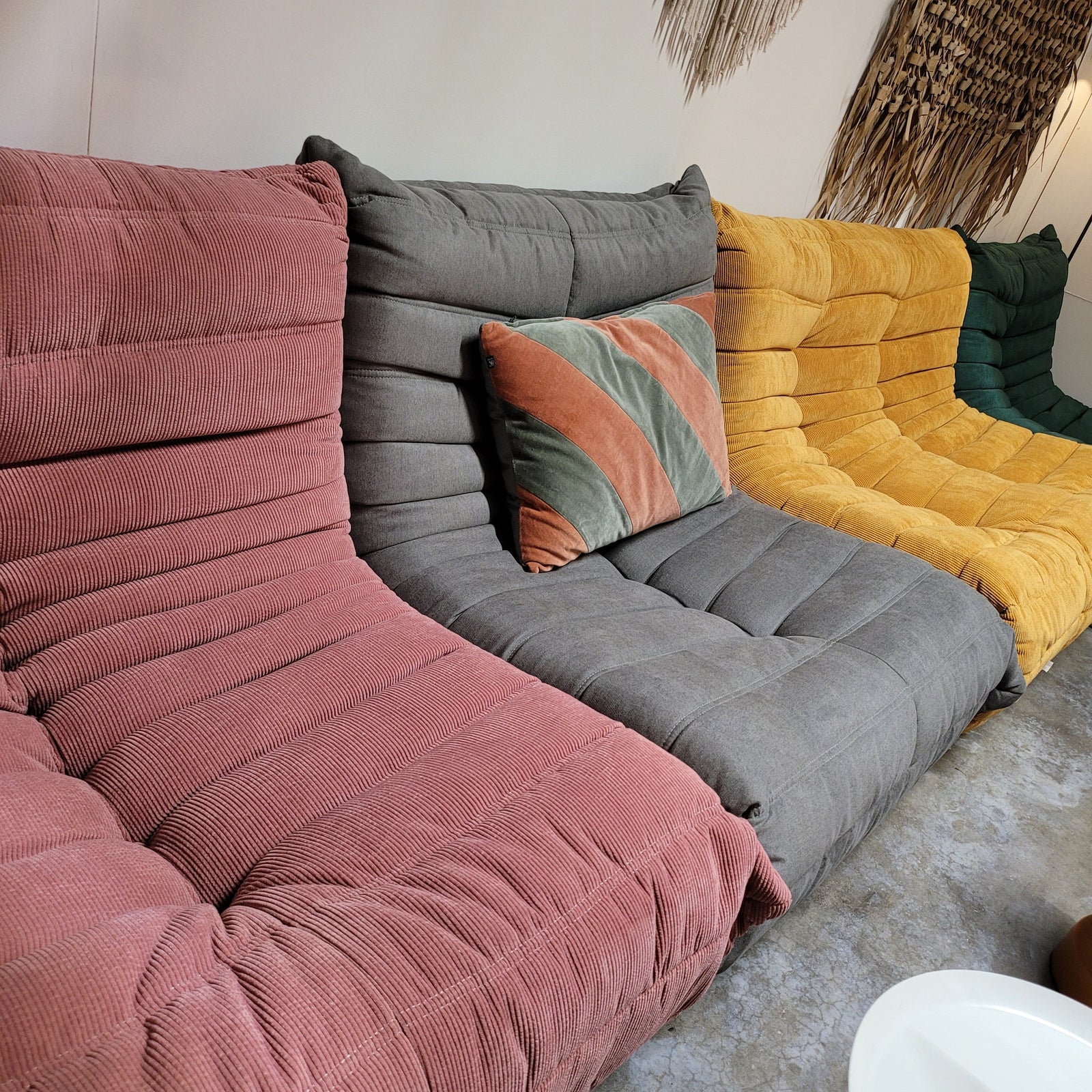 Togo Style Sofa Mustard Yellow Corduroy 1 Seater