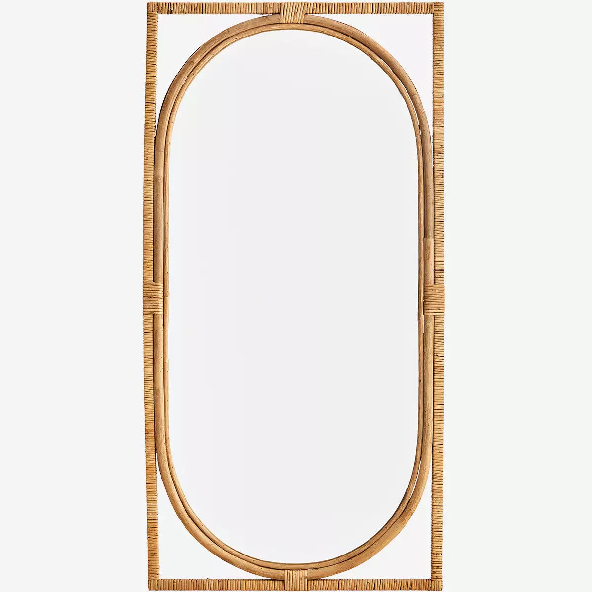 Oval Mirror With Rattan Frame