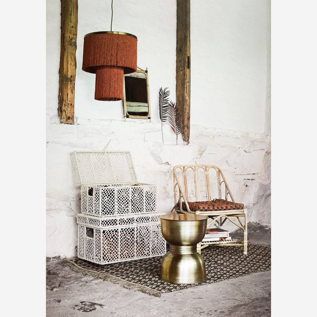 Rectangular Mirror With Bamboo Frame 34x56 cm