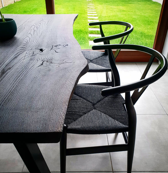 Burnt Oak Live Edge Oak Dining Table by Strachel A.F. S.ALTERNATIVE