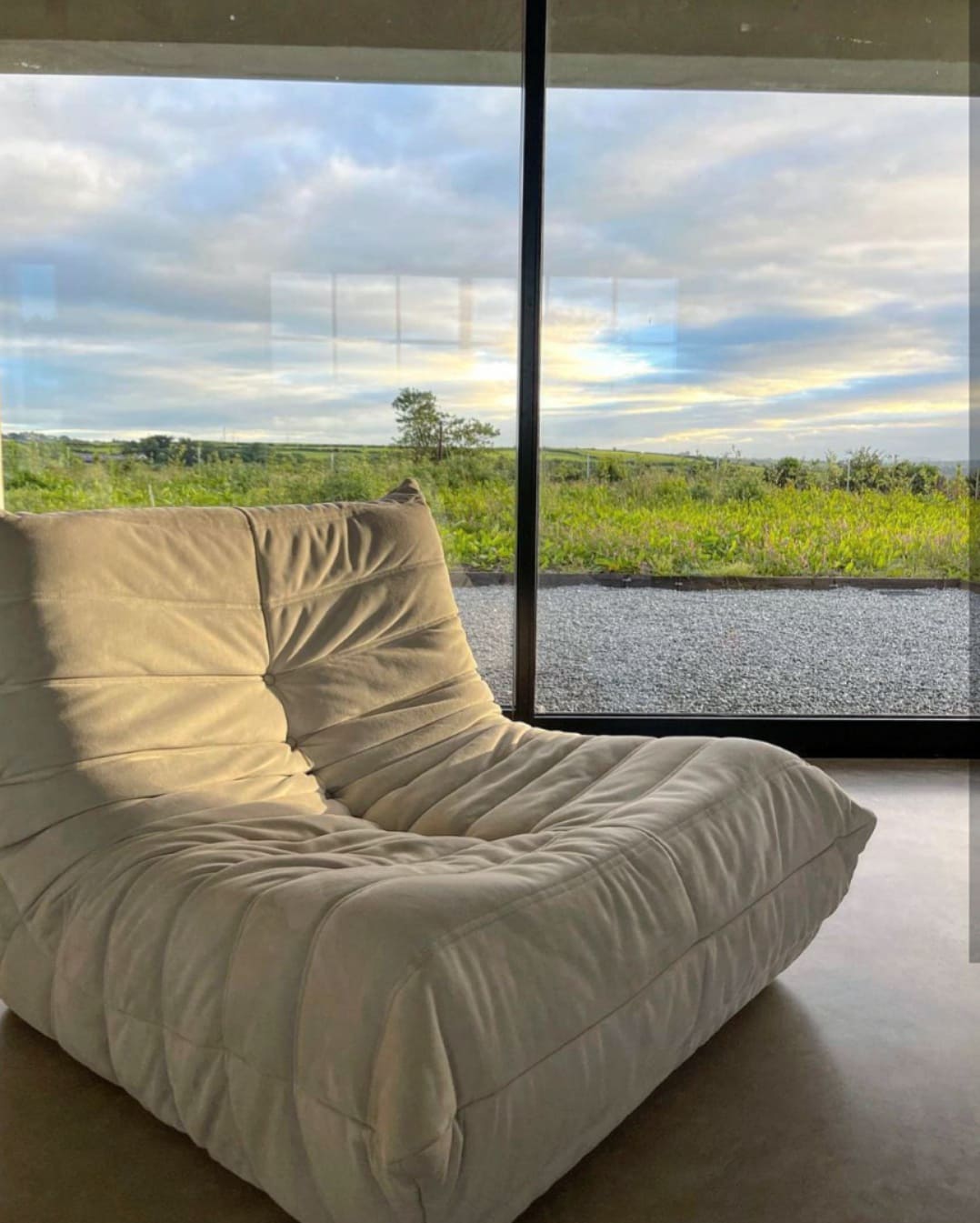 Togo Style Sofa Off White Suede 1 Seater
