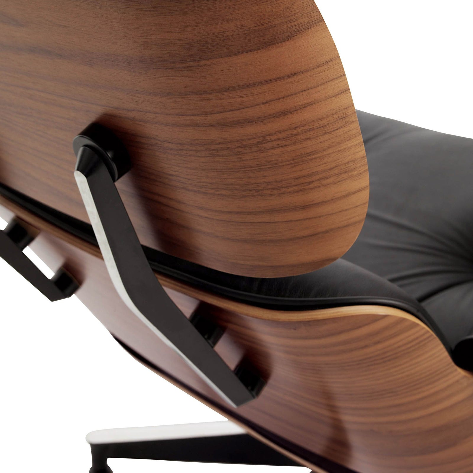 Iconic Lounge Chair and Ottoman - Walnut & Black Leather