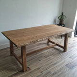 Solid Oak Farmhouse Dining Table Brown / Strachel A.F.